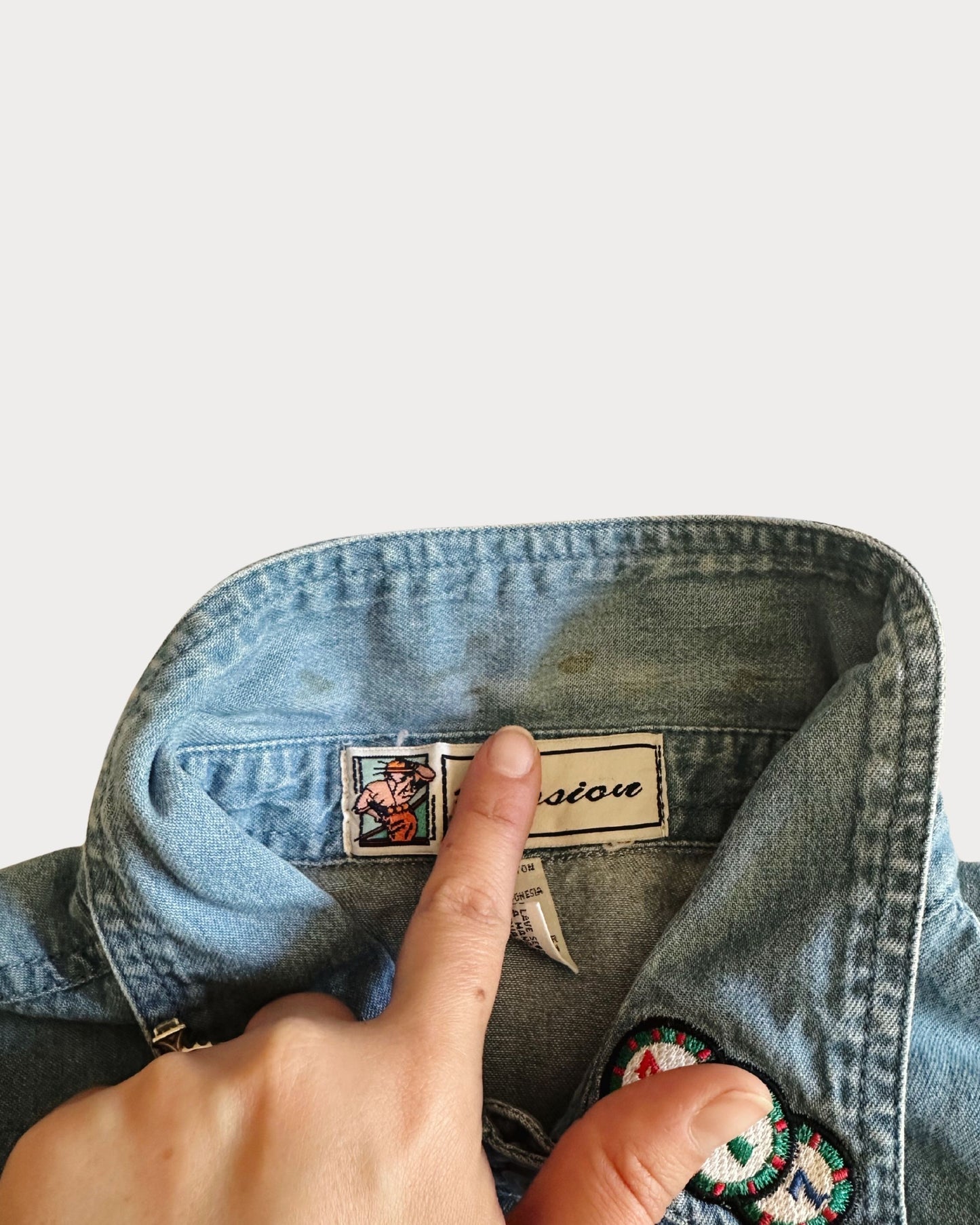 Vintage Casino Embroidered Denim Size S/M