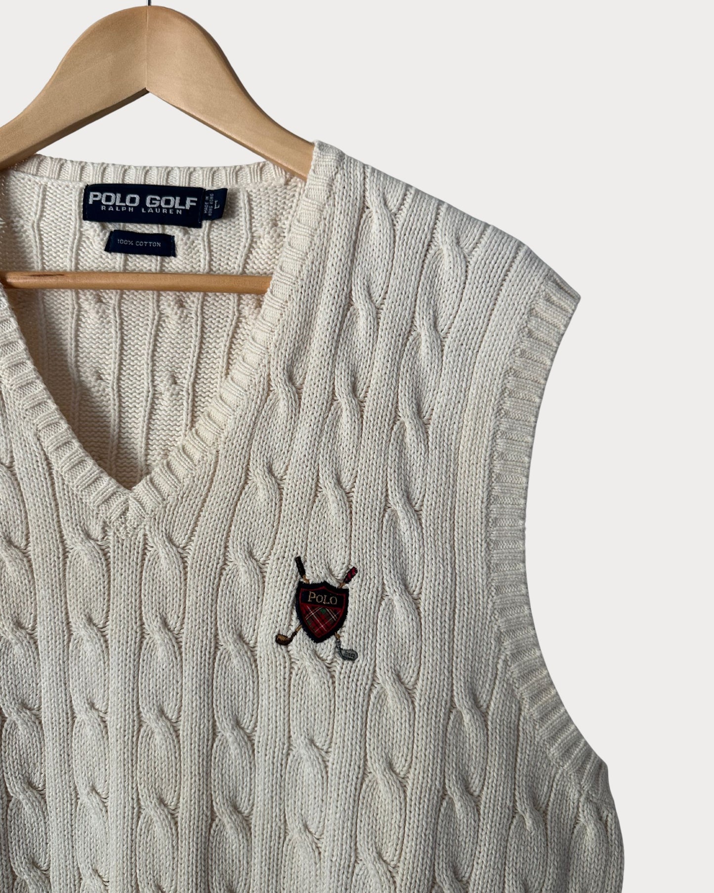 VTG Ralph Lauren Polo Golf Cable Knit Sweater Vest (Large)