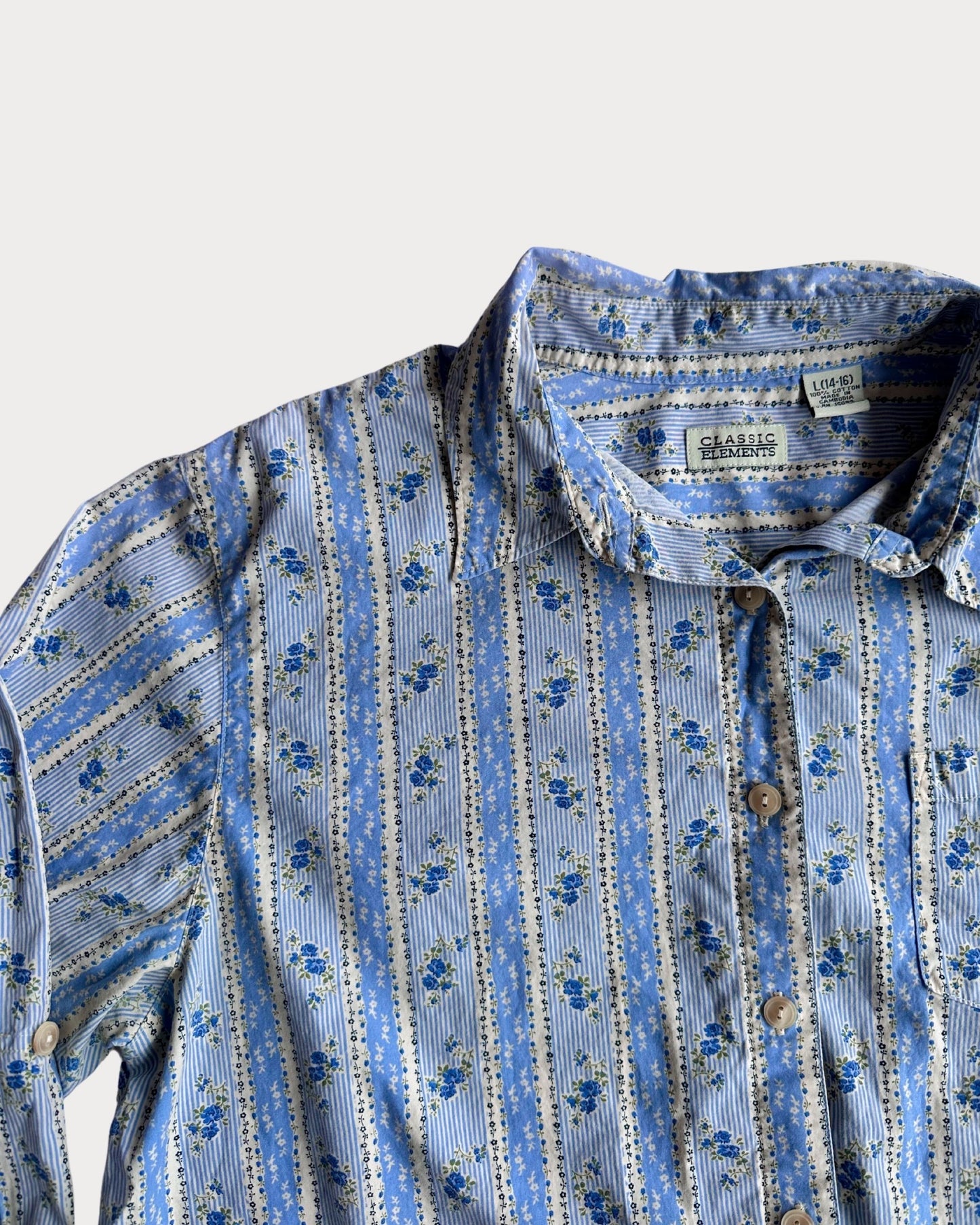 Vintage Classic Elements Floral Print Button-up