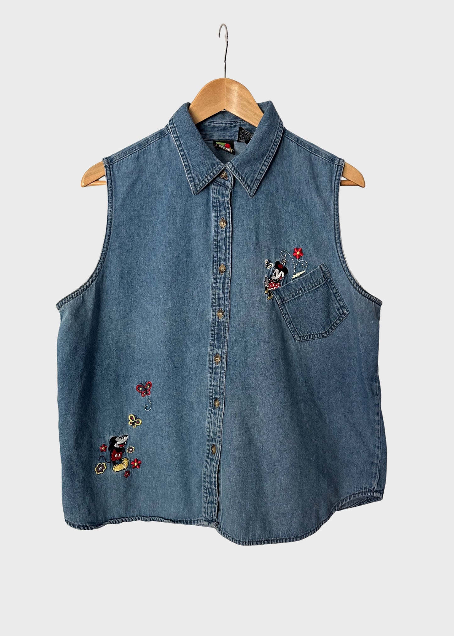 VTG Mickey Unlimited Mickey and Minnie Embroidered Denim (Size XL)