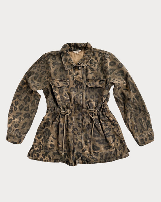 Mystree Animal Print Denim Jacket