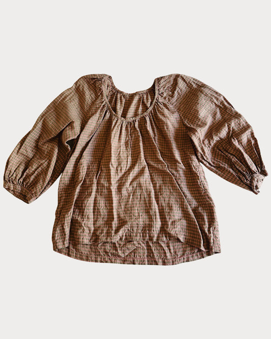 Gingham Cotton Blouse Size L