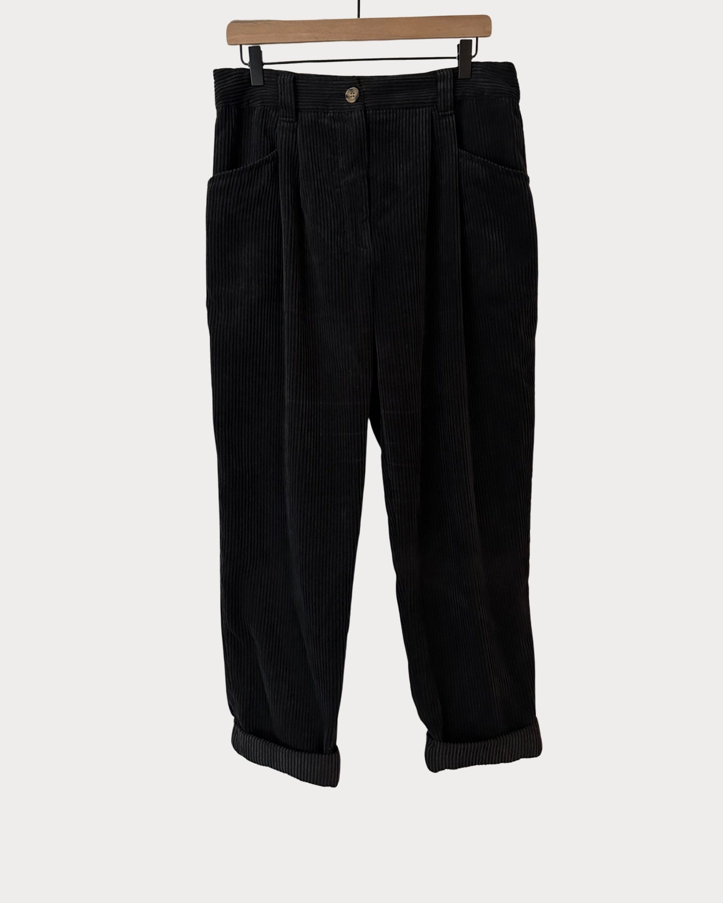 TopShop Black Corduroy Trouser Pants (Size 10)