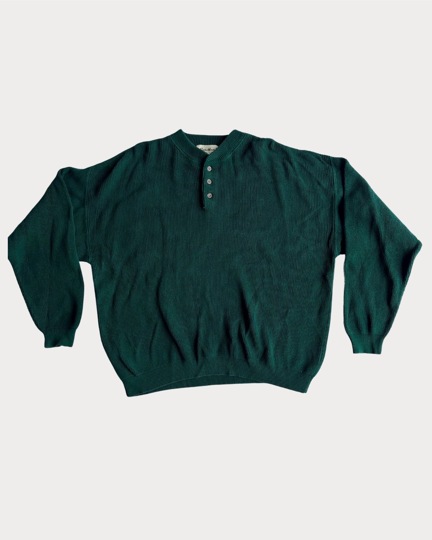 Vintage Eddie Bauer Green Henley Sweater