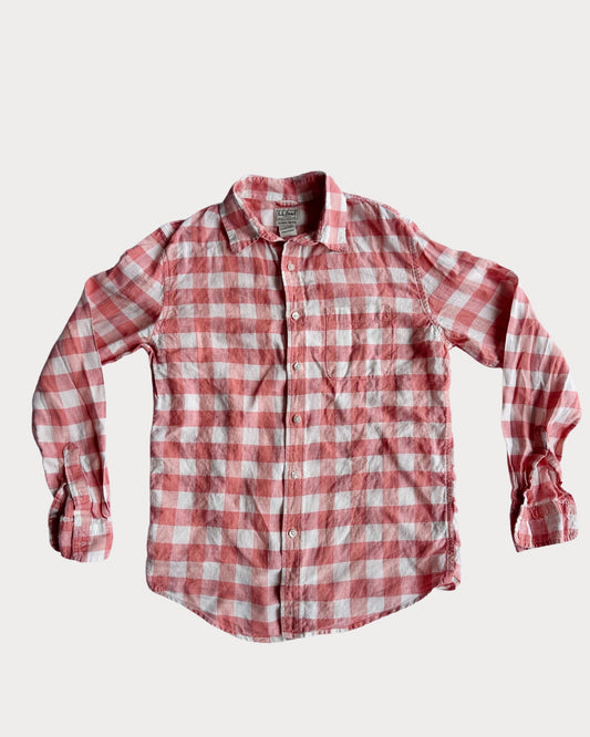 LL Bean Linen Gingham Button-up