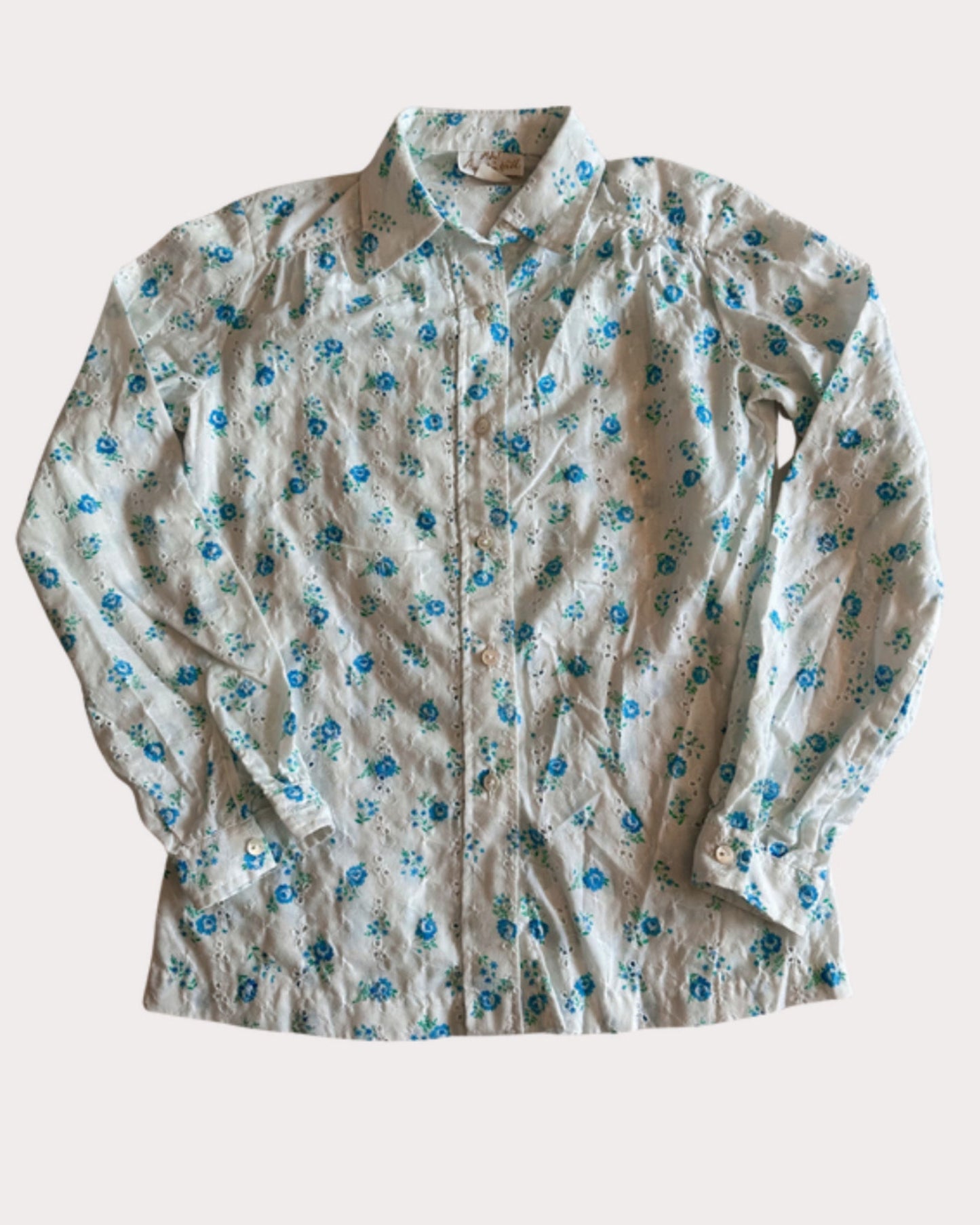 Vintage Eyelet Floral Button Up Size S