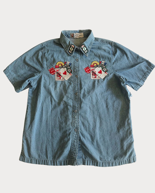 Vintage Casino Embroidered Denim Size S/M